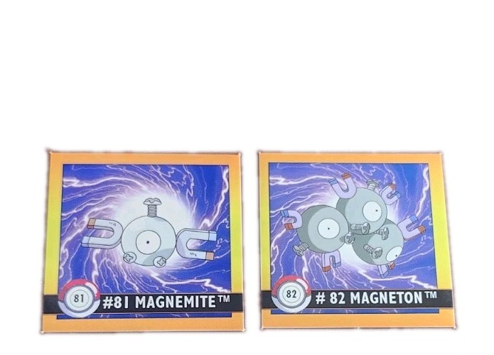 Set of 2 VTG 1999 Series 1 Pokemon Artbox Stickers Magnemite 81 and Magneton 82