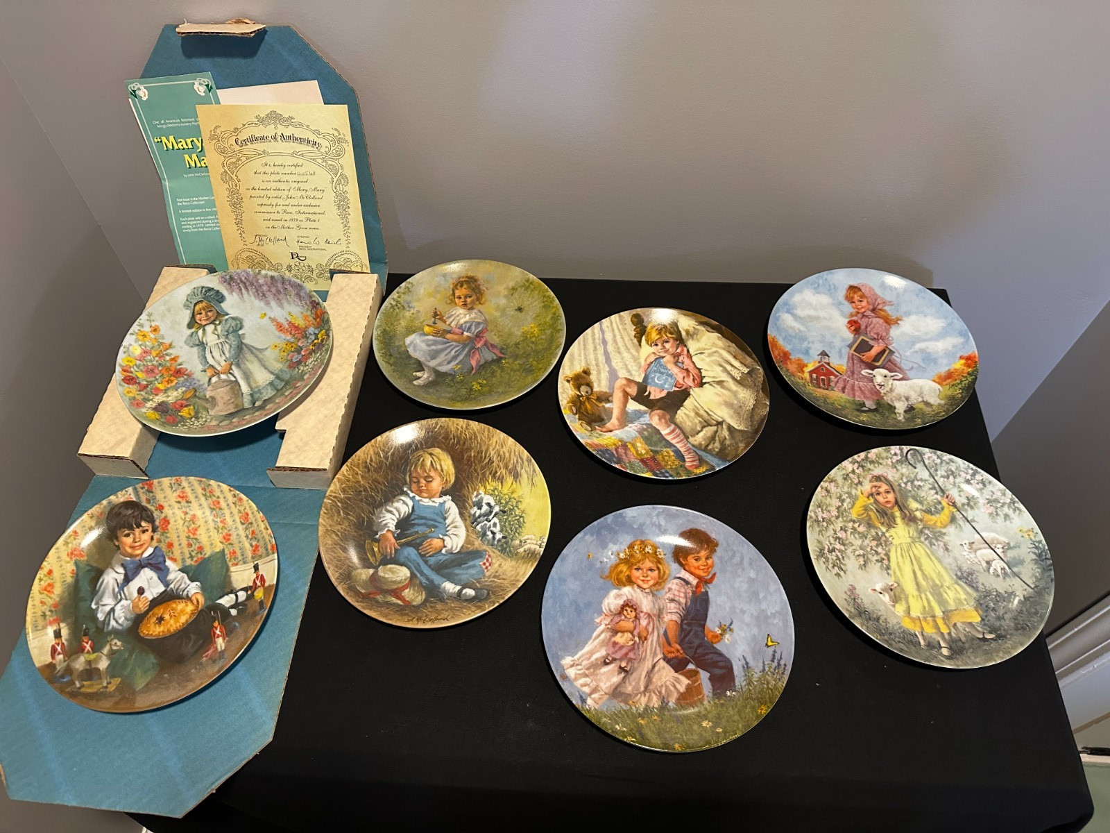 Complete Set of 8 Vintage Reco Mother Goose Nursery Rhyme Collector Plates