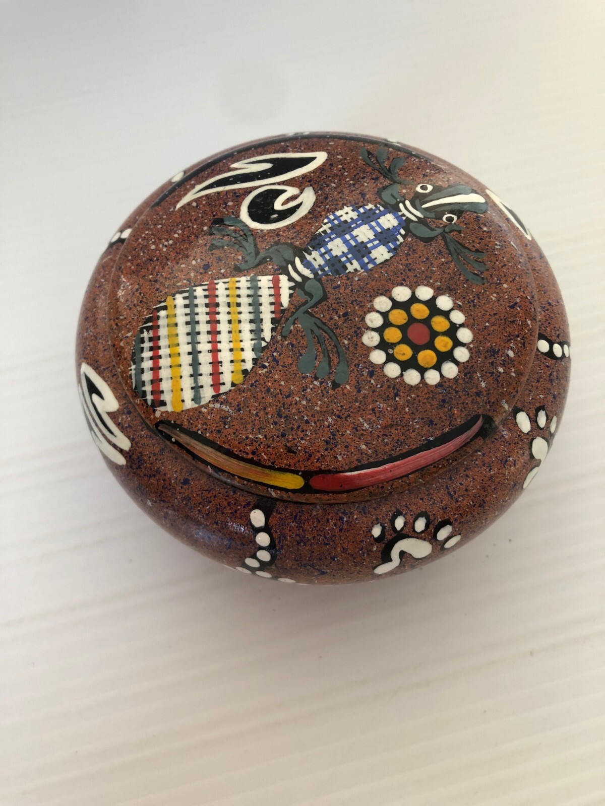 Vintage Hand Painted Aboriginal Boomiri Tribal Wood Trinket Bowl Vintage Hand Painted Aboriginal Boomiri Tribal Wood Trinket Bowl
