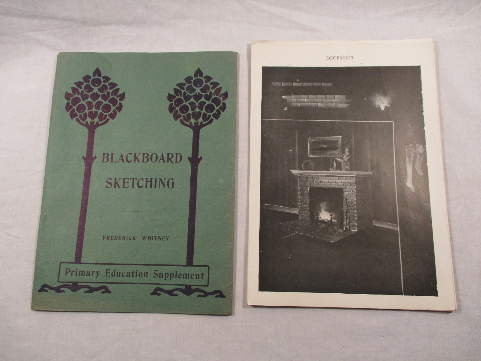 c1910s Blackboard Chalk Sketching Monograph Frederick Whitney Large Prints