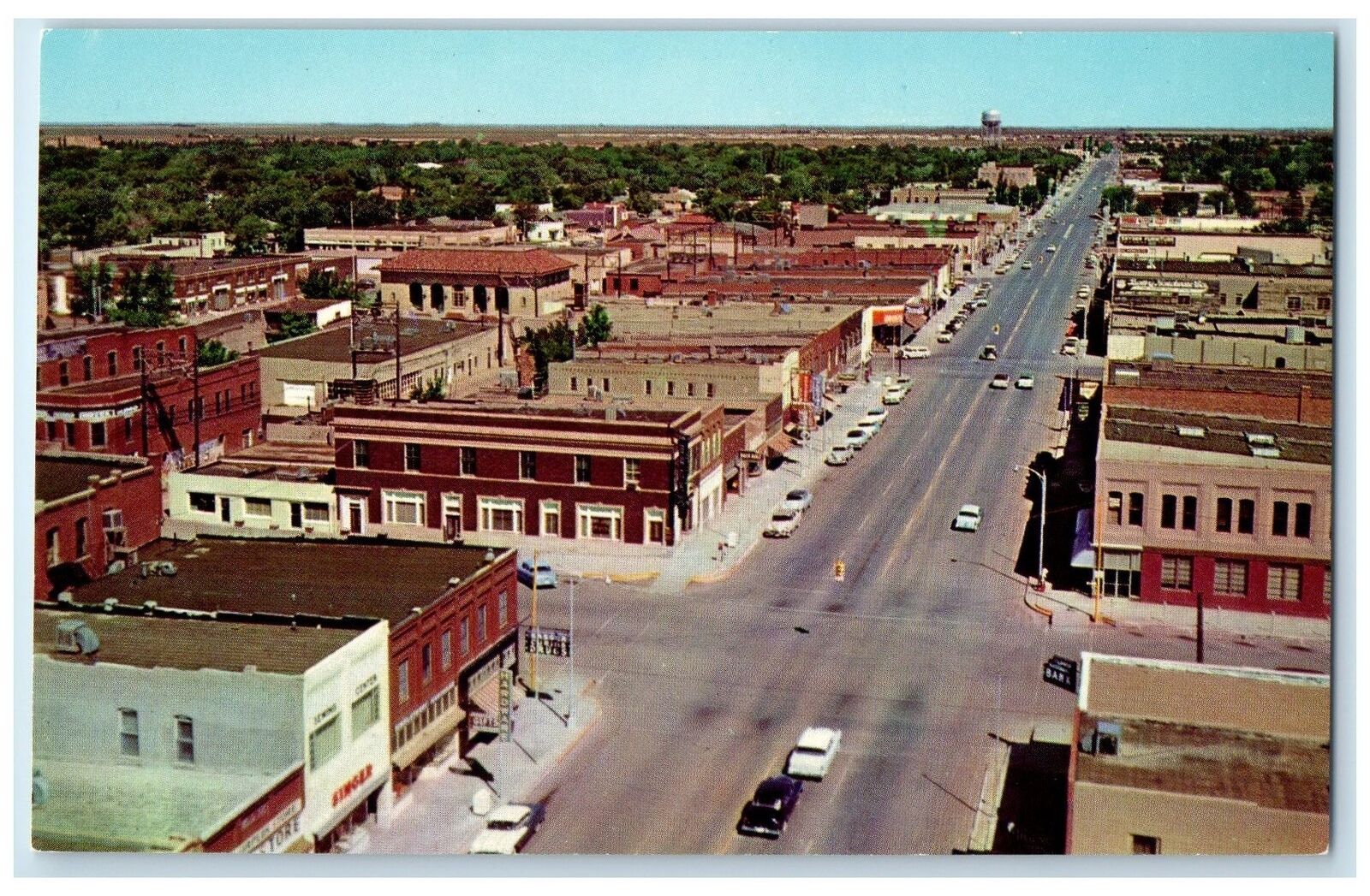 c1960s Bird\'s Eye View Business Section Looking North Clovis New Mexico Postcard