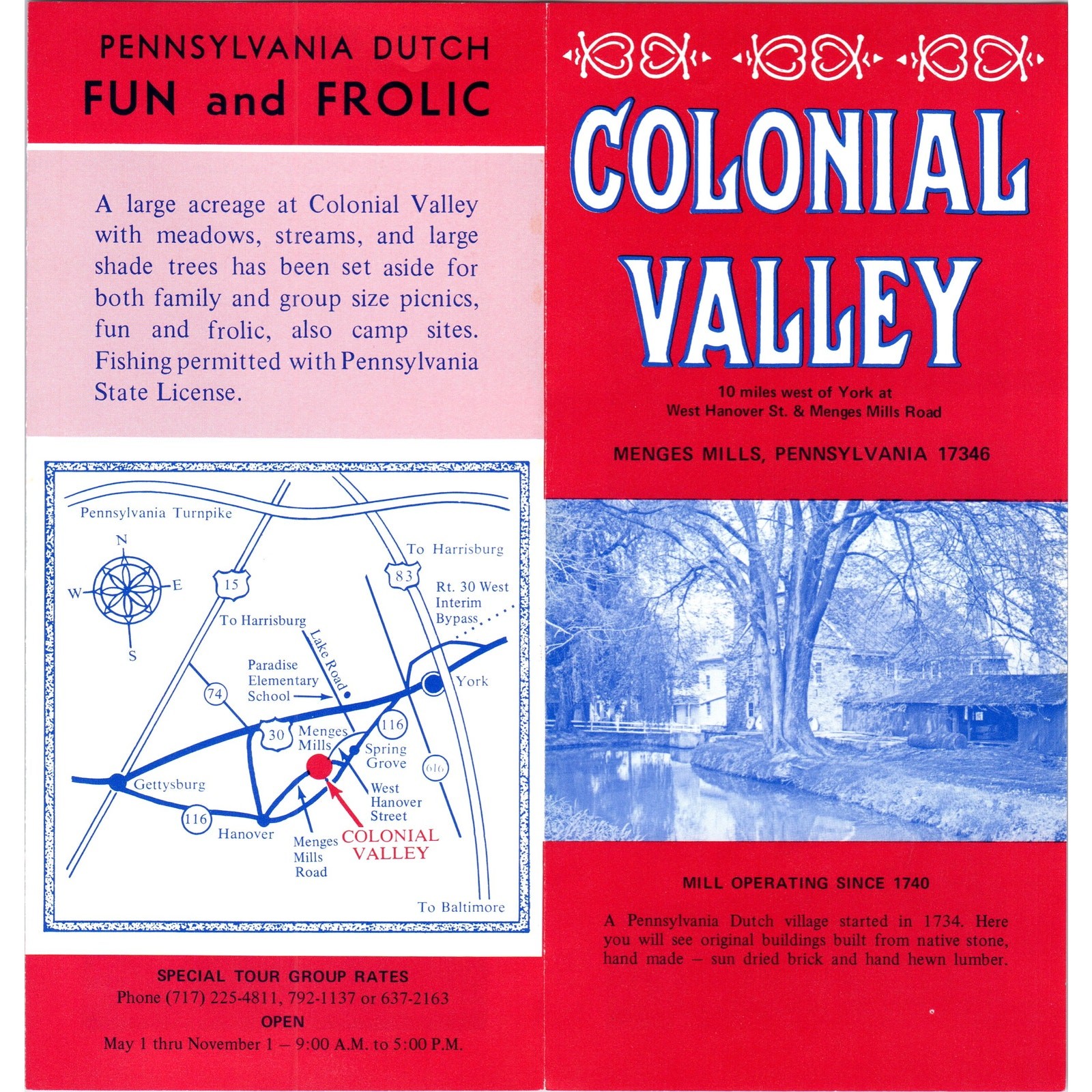 1970s Colonial Valley Menges Mills Pennsylvania Brochure H5-4