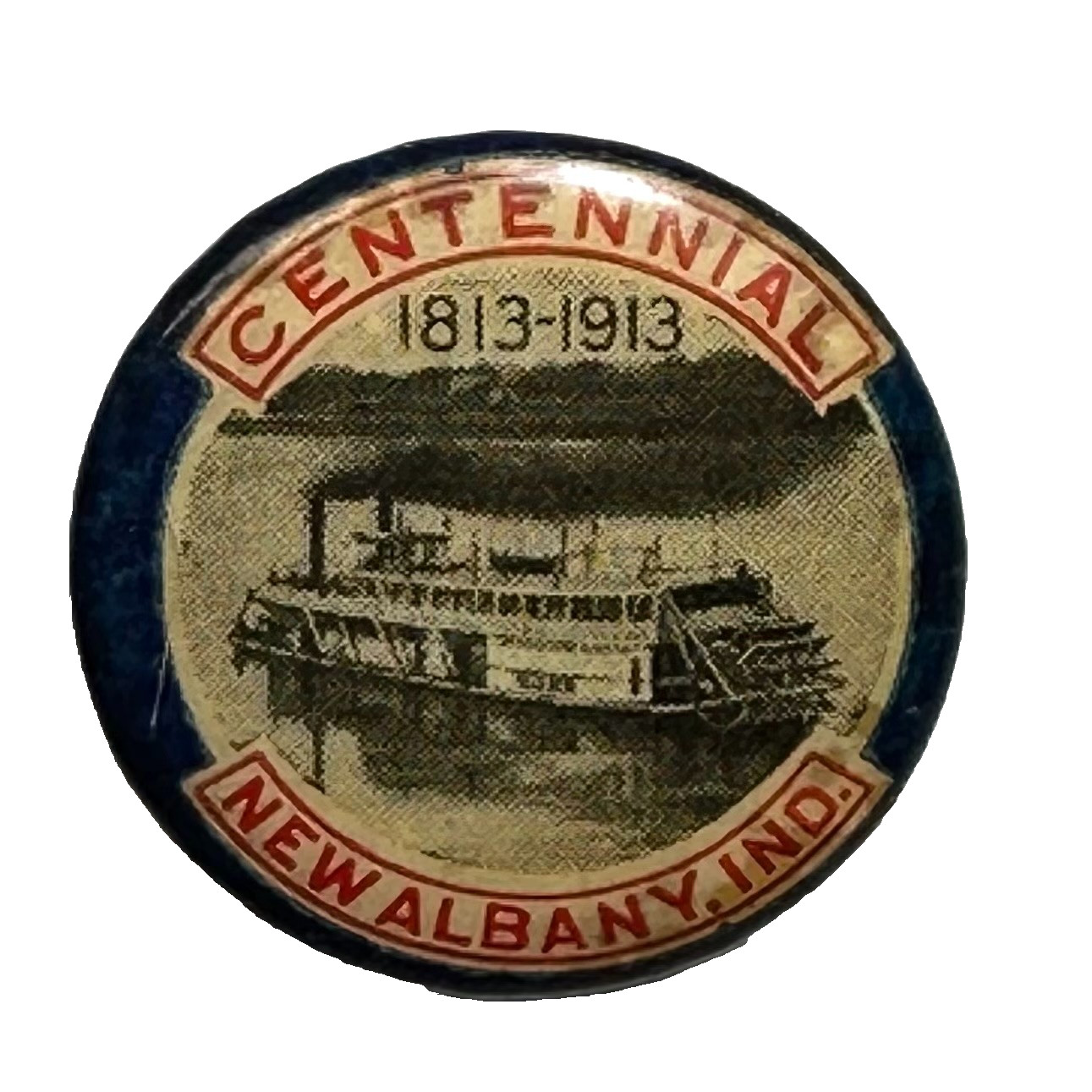 1913 New Albany IN Centennial Paddlewheel Steamer 7/8 1913 New Albany IN Centennial Paddlewheel Steamer 7/8