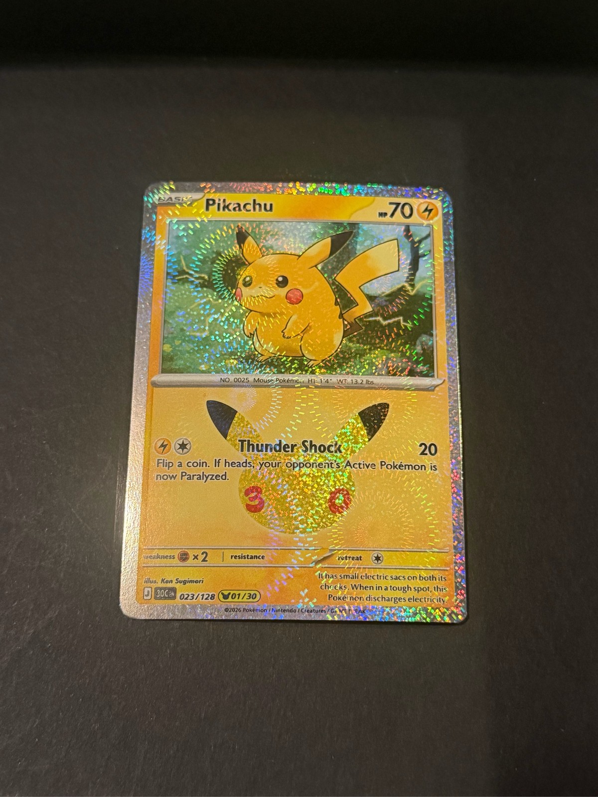 Pokémon Pikachu 01/30 20th Anniversary Holo Card 2016 XY Evolutions