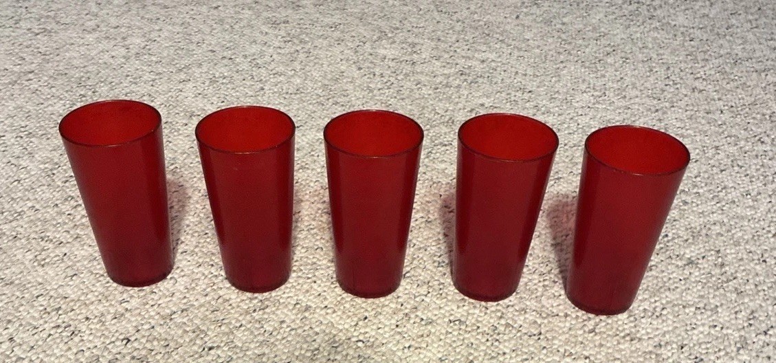 Vintage SiLite Red Transparent Cups Model 2316 Pizza Hut Drink Lot Of 5 Cups