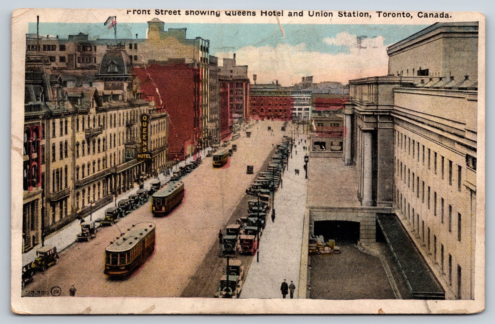 Vintage Postcard Queens Hotel & Union Station Toronto Canada