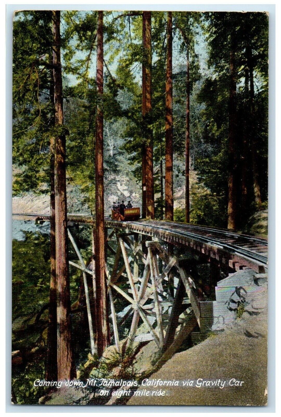 1908 Mt. Tamalpais California Via Gravity Car On Eight Mile Ride Posted Postcard
