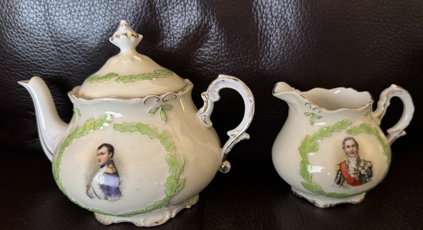Antique Napoleon Madam Sans-Gene Marsal Lefebvre Teapot Creamer Lid PM Bavaria