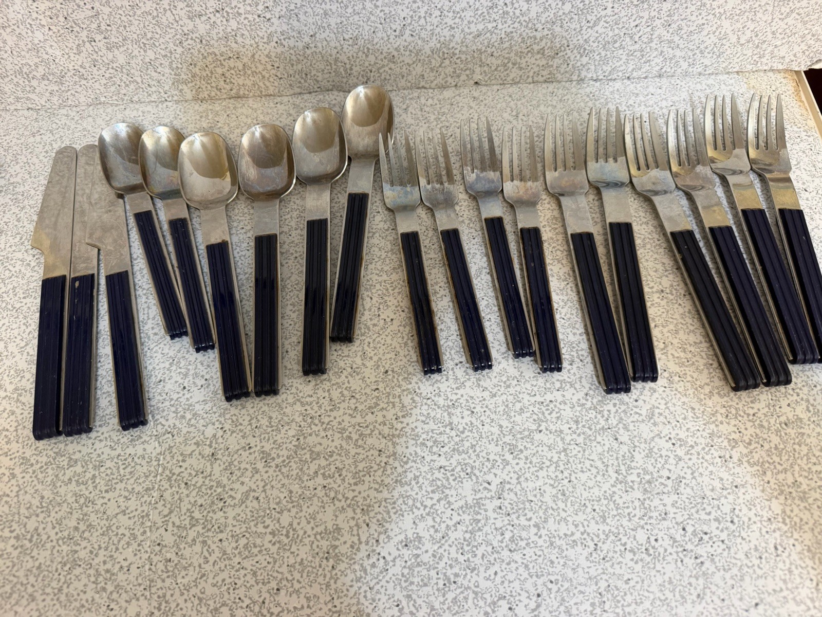 Vintage Studio Nova Silver Ware Blue 19 Pc Japan