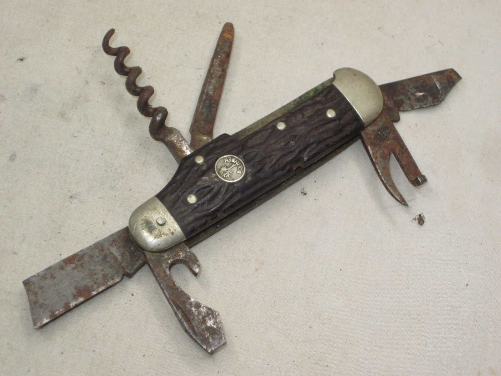 as-is damaged blade vintage SOLINGEN BOKER camping pocket knife cork screw tool