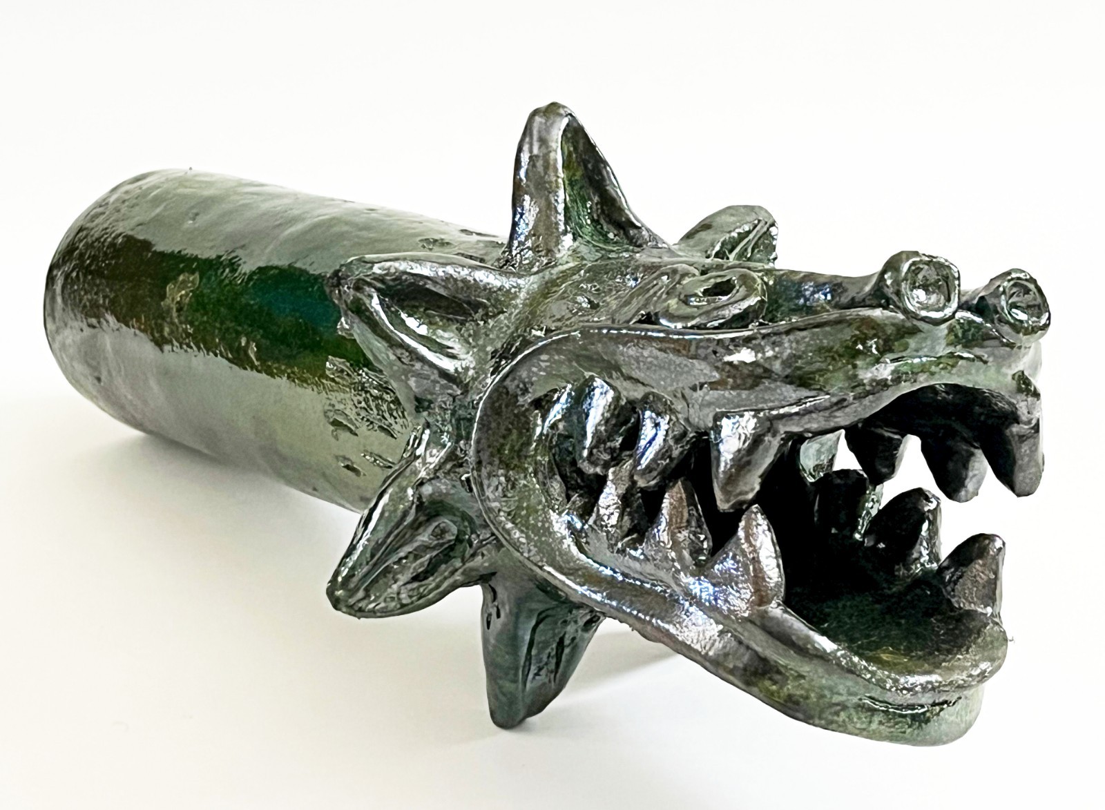 OAXACA CERAMIC FOLK ART POTTERY LOZA VERDE QUETZALCOATL GARGOYLE DRAIN SPOUT 18\