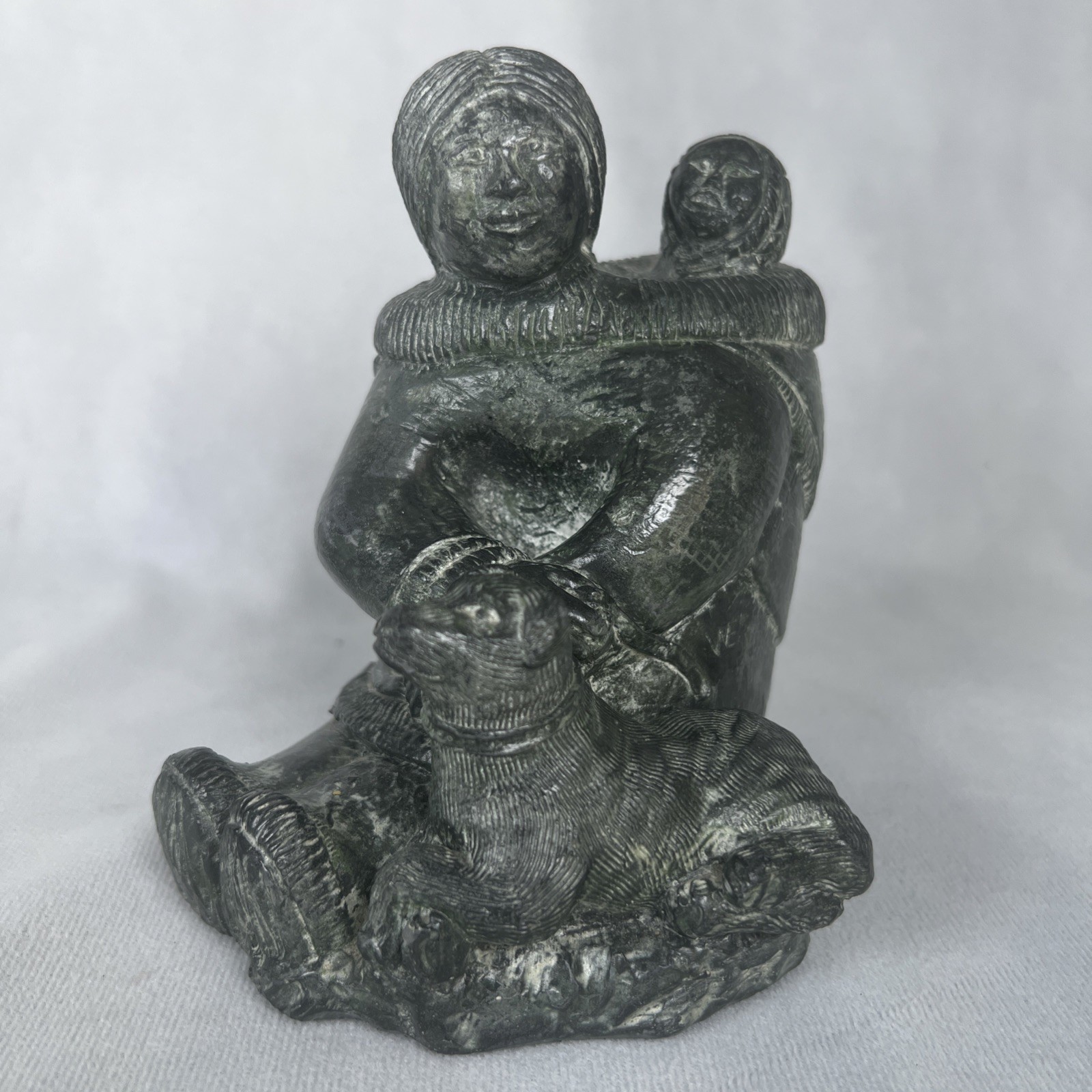 The Wolf Sculptures A Wolf Original-Eskimo Inuit Mother Child Dog 5.5