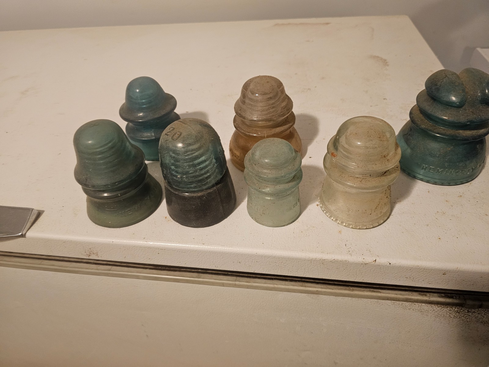 Vintage HEMINGRAY 42 Glass Power Line Threaded Insulator Aqua Blue Made in USA