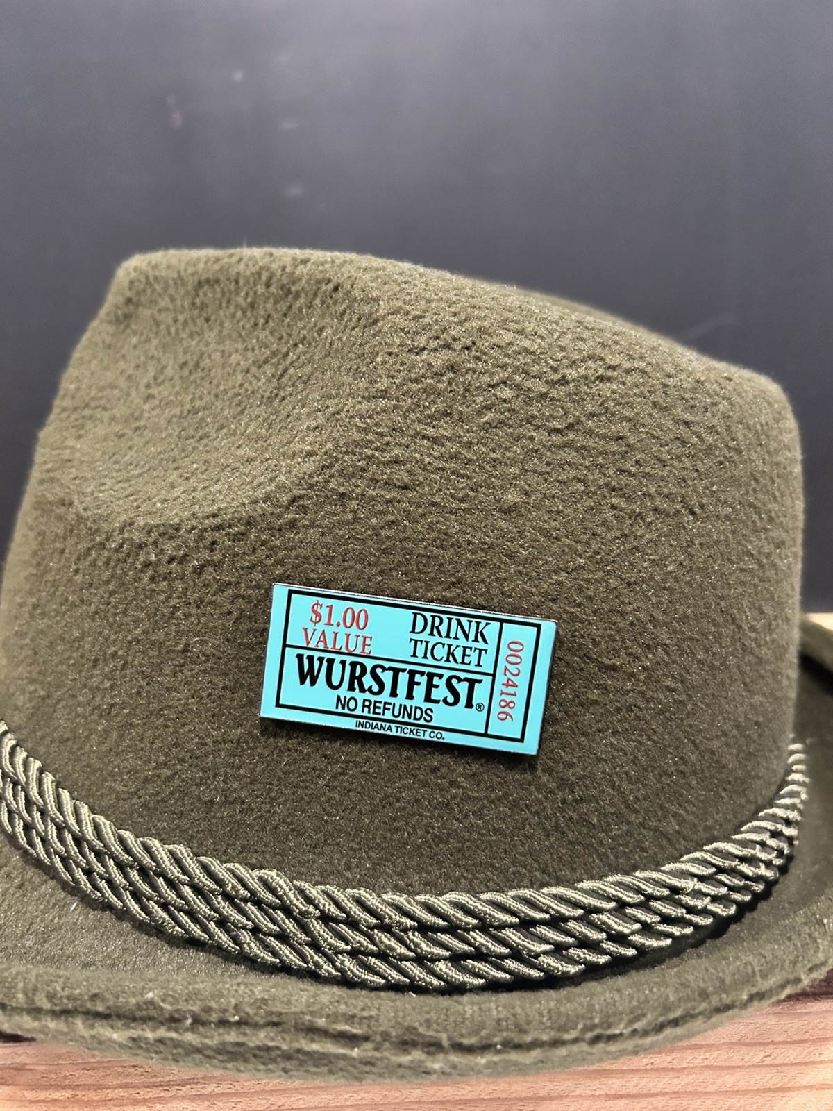Wurstfest Beer Ticket Hat Pin Teal Color 