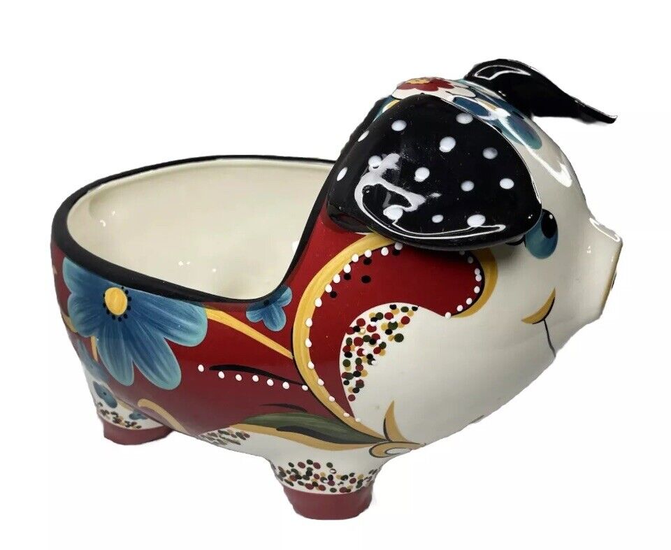 NWT Emily by Home Accents Ceramic Pig Large Planter Bowl Whimsical 13.5x10x9