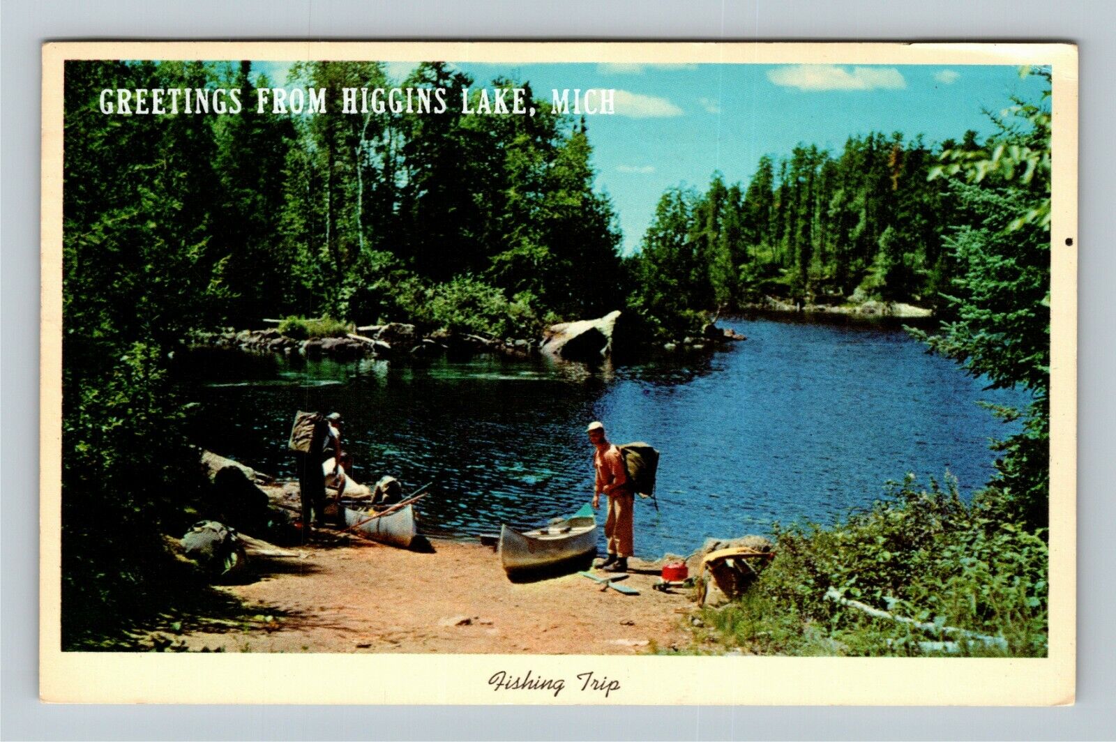 Higgins Lake MI-Michigan, General Greetings, Boating, c1967 Vintage Postcard