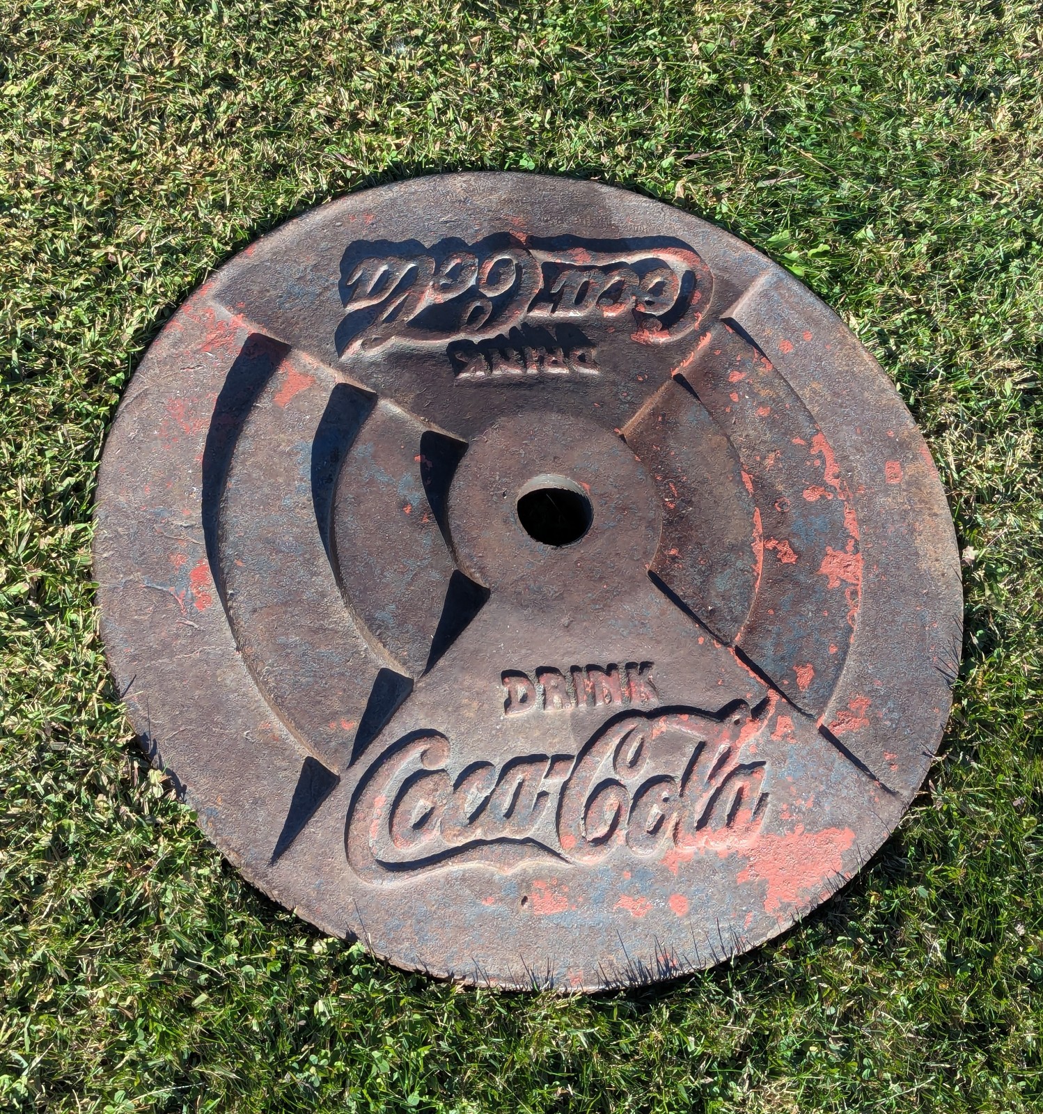 Vtg 1930s/40s Drink Coca Cola Coke Cast Iron Lollipop Sign Stand Display Base