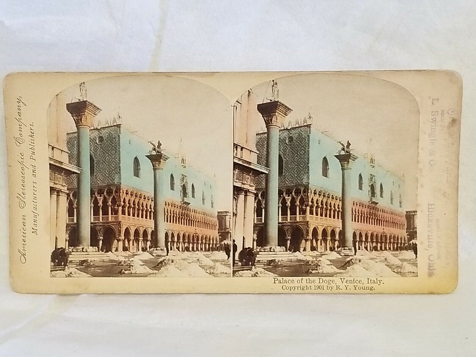 Antique Stereoview Card Palace Of Doge Venice Italy 1901 RY Young Architecture