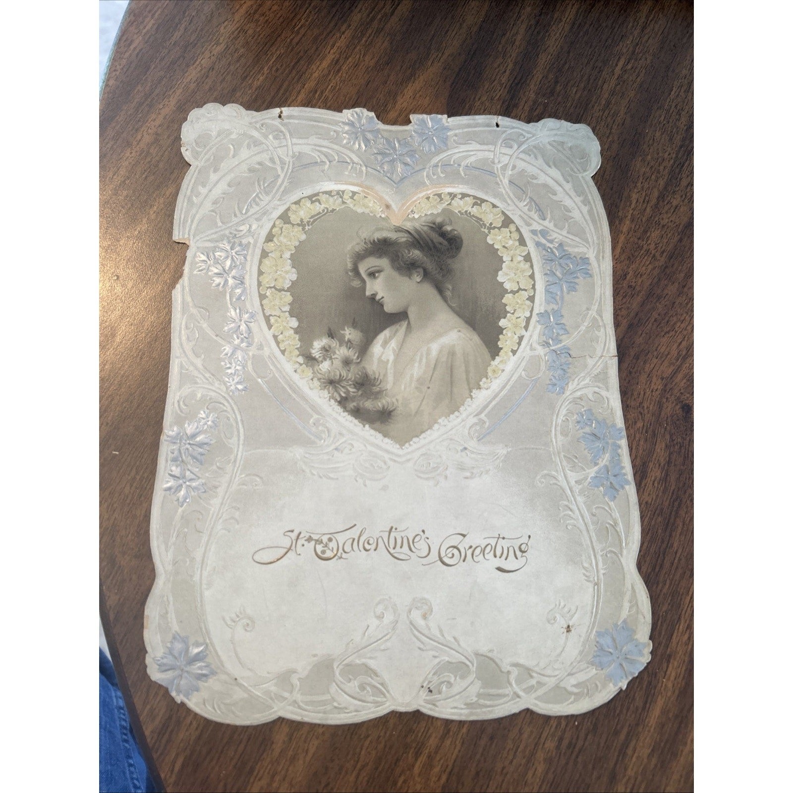 Antique Embossed Valentines Postcards Set of 4 Flowers Romantic