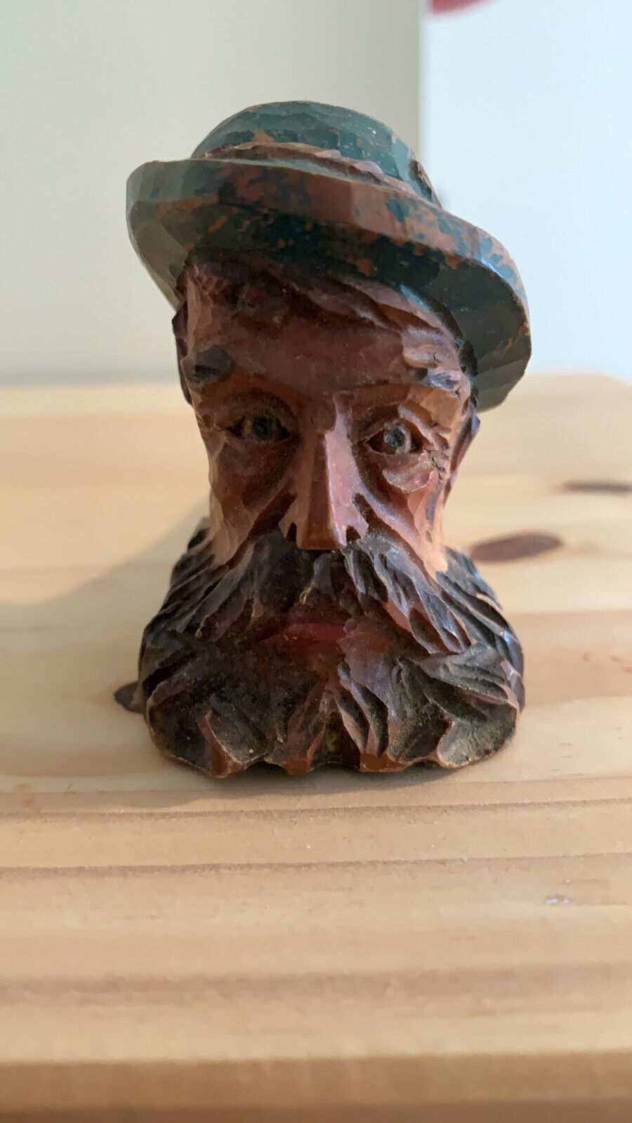 Vintage Hand Carved Wooden Man's Face Tobacco Pipe