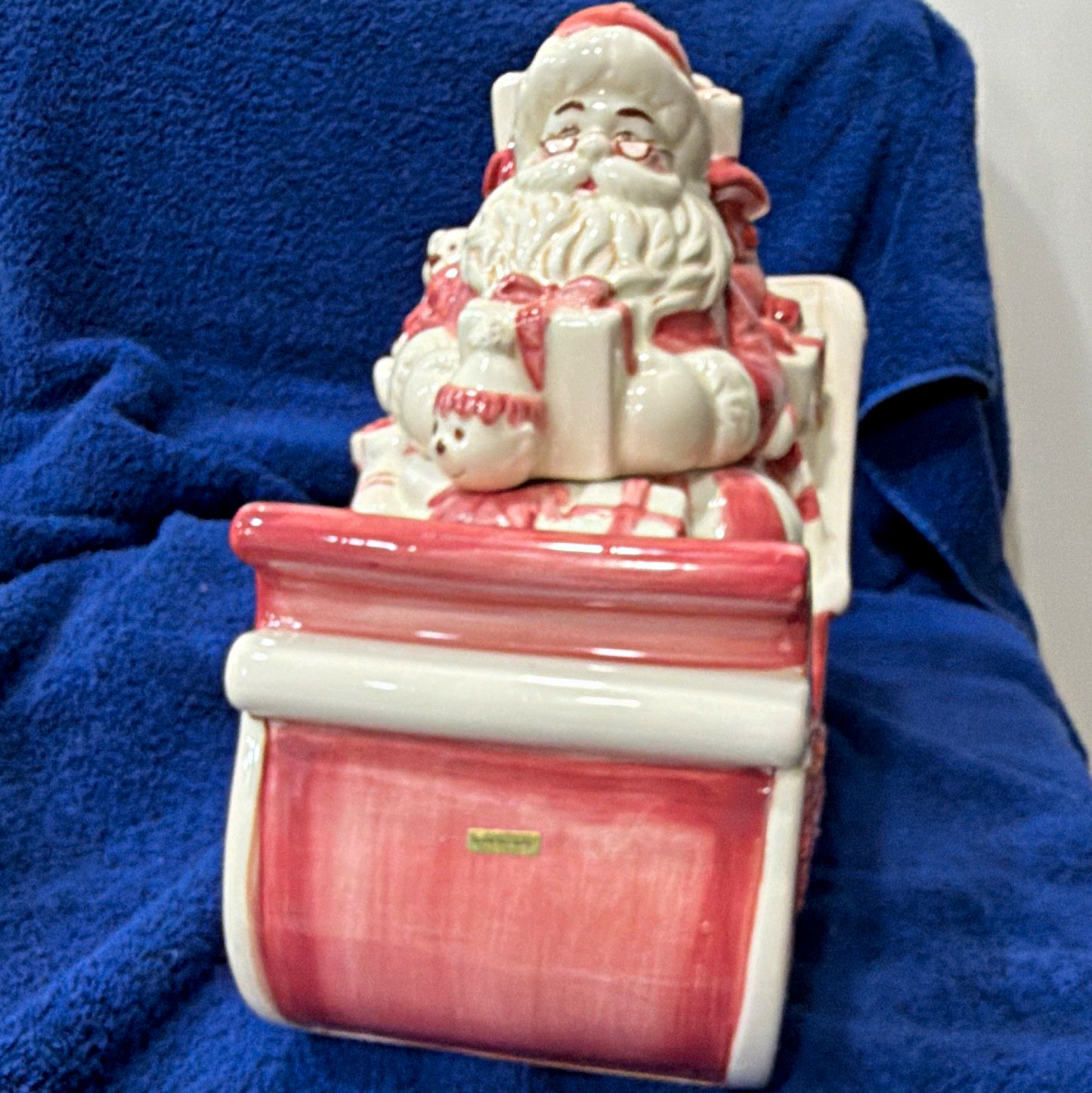 Noble Excellence Santa Sleigh Cookie Jar- Rare