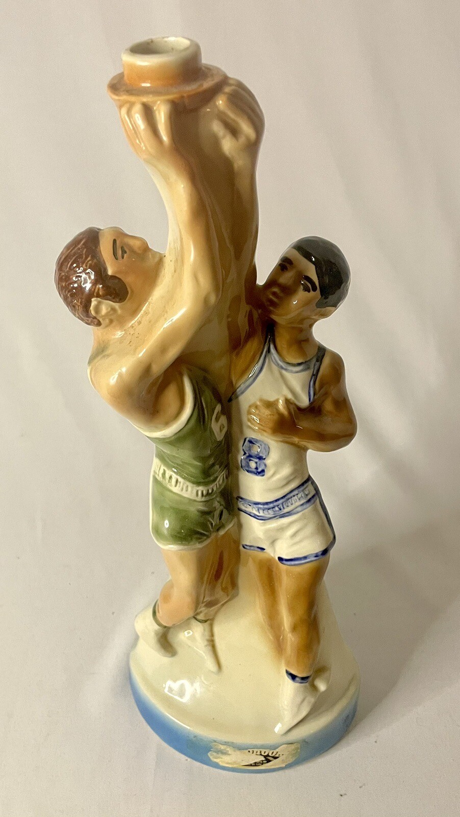 Ezra Brooks Liquor Bottle 185 Basketball Players 1974 Vintage Heritage China 16”