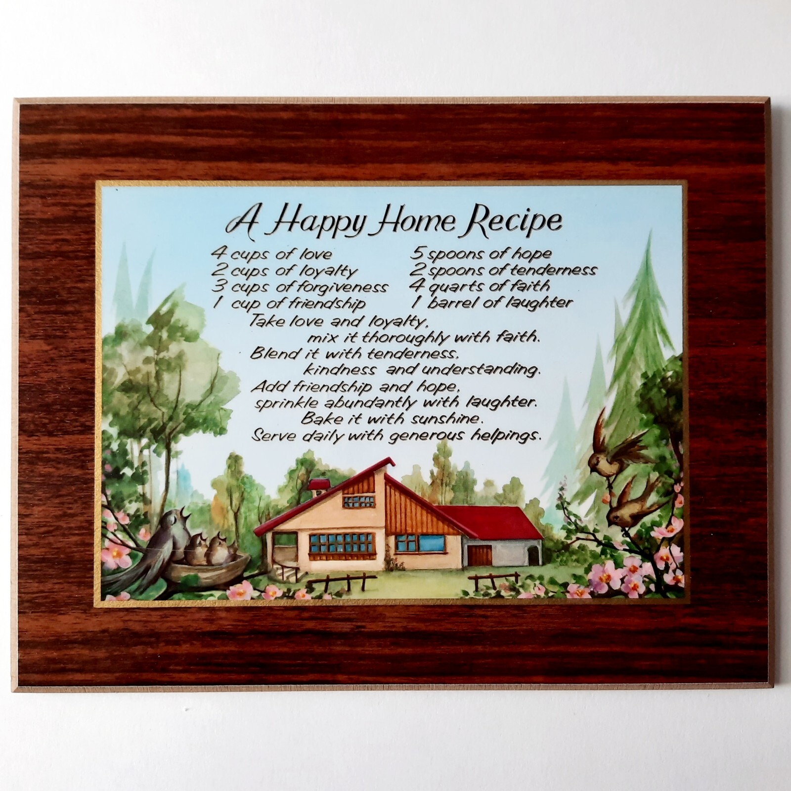A Happy Home Recipe Plaque Vintage 70\'s Wall Hanging 9\