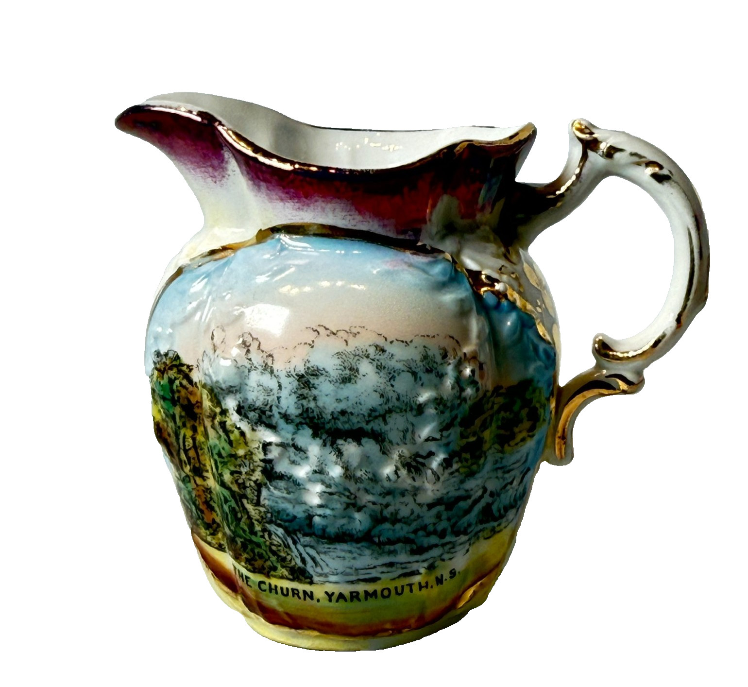 THE CHURN YARMOUTH NOVA SCOTIA CANADA Souvenir ANTIQUE CHINA TRINKET CREAMER THE CHURN YARMOUTH NOVA SCOTIA CANADA Souvenir ANTIQUE CHINA TRINKET CREAMER