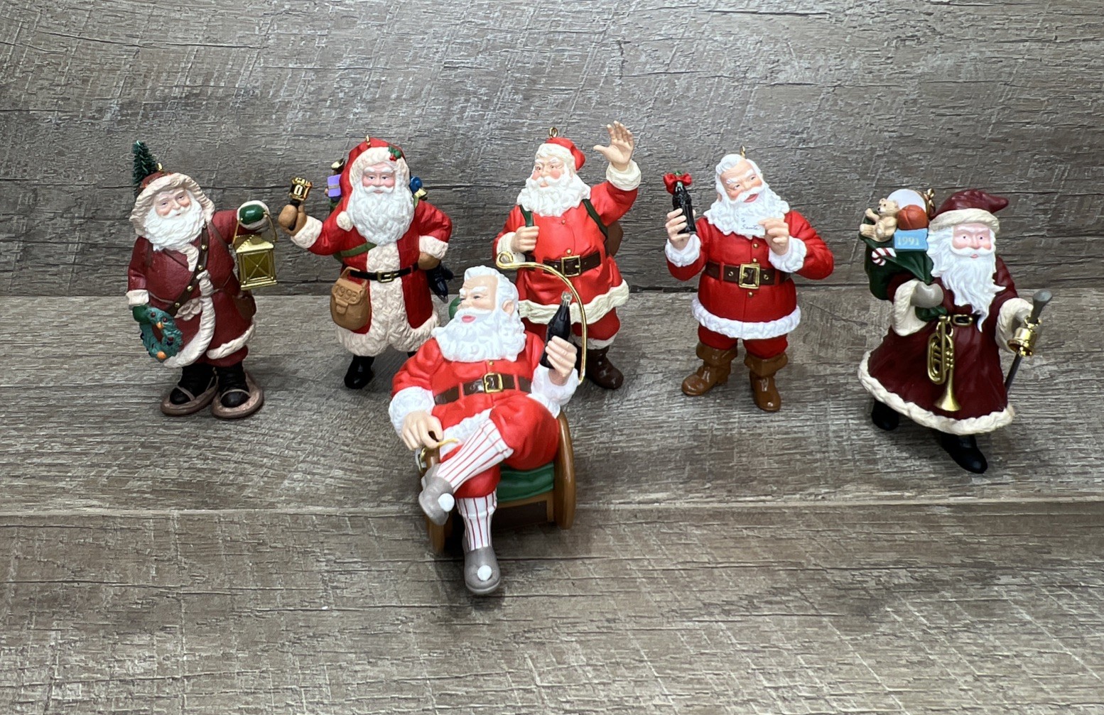 Vintage 1990s Hallmark Santa Claus Ornaments Lot of 6 Christmas Keepsake
