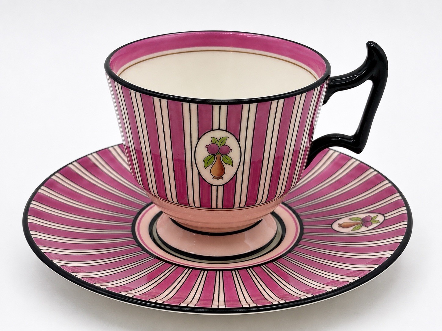 Antique Royal Doulton Robert Allen RA8122 Pink Stripe Cup Saucer c1912 England