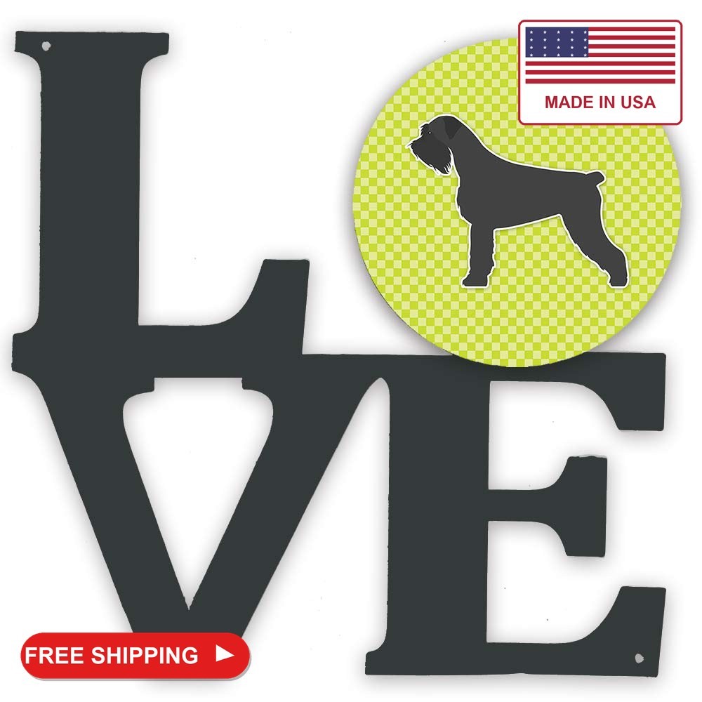 Caroline\'s Treasures BB3873WALV Giant Schnauzer Checkerboard Green Metal Wall Ar