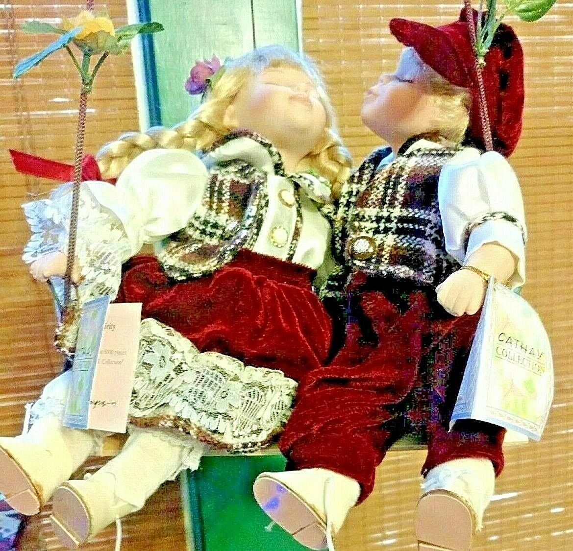 Vintage Cathy Collection Porcelain Kissing Dolls in Swing Robert and Judy Dolls