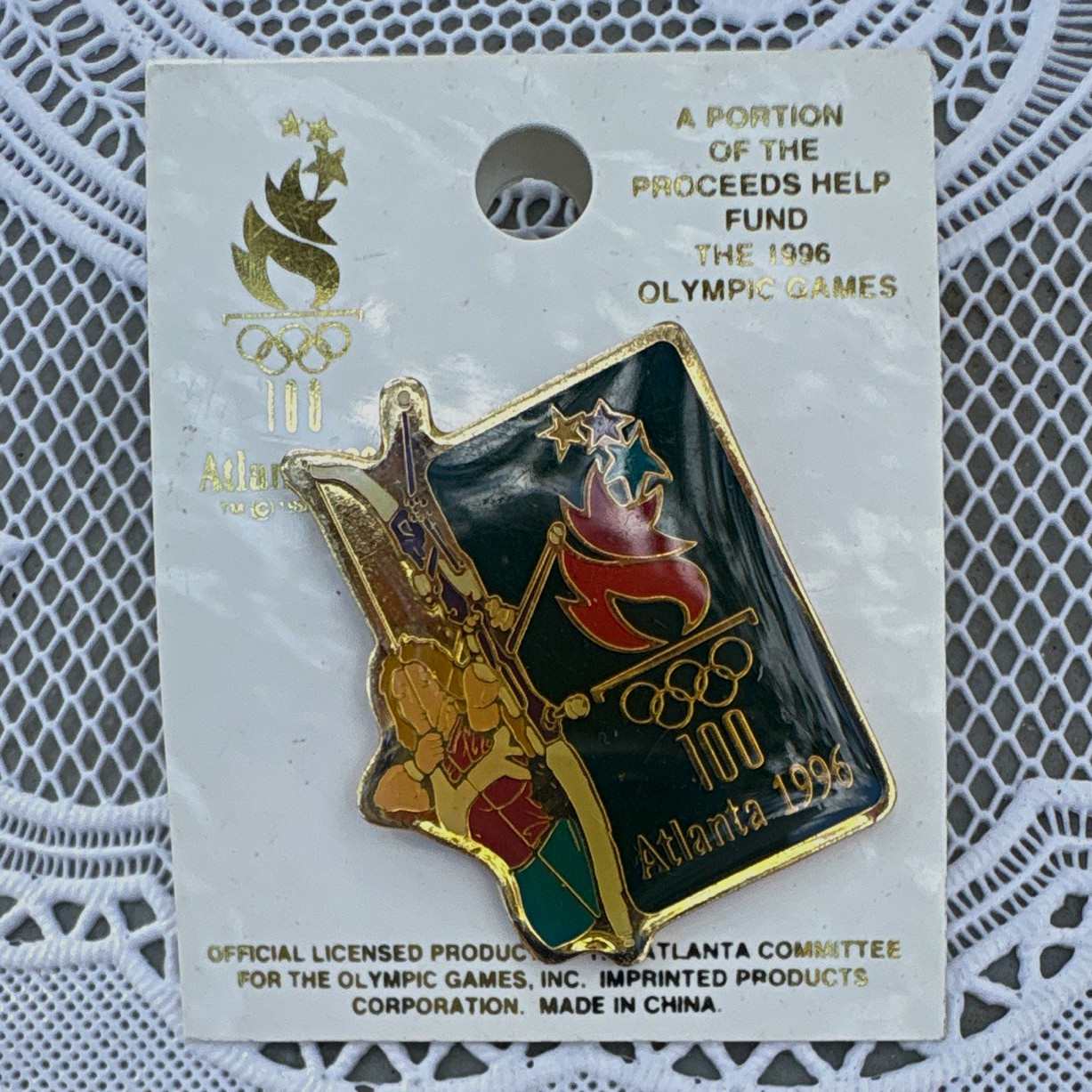 Atlanta 1996 Olympic Games Official Licensed Pinback Pin Made in China