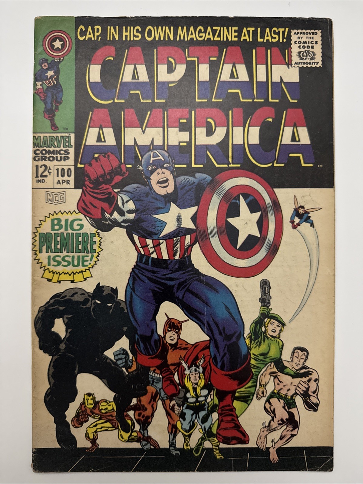 Captain America #100 (Marvel Comics April 1968) 🔑 KEY ISSUE 🔥 MID GRADE Captain America #100 (Marvel Comics April 1968) 🔑 KEY ISSUE 🔥 MID GRADE