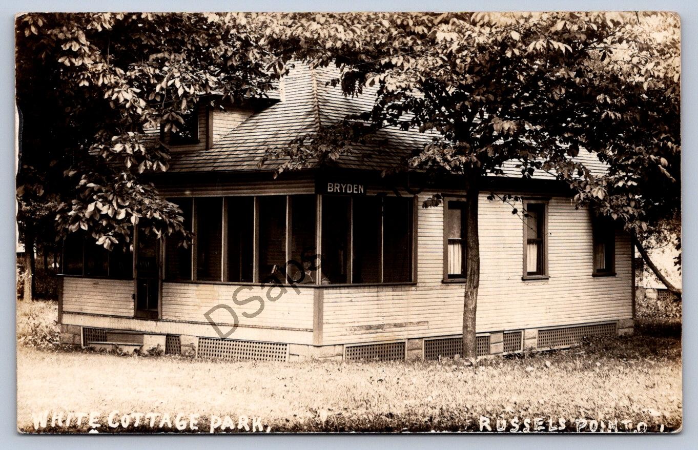 WA1/ Russells Point Indian Lake Ohio RPPC Postcard c1910 White Cottage Park 88 WA1/ Russells Point Indian Lake Ohio RPPC Postcard c1910 White Cottage Park 88