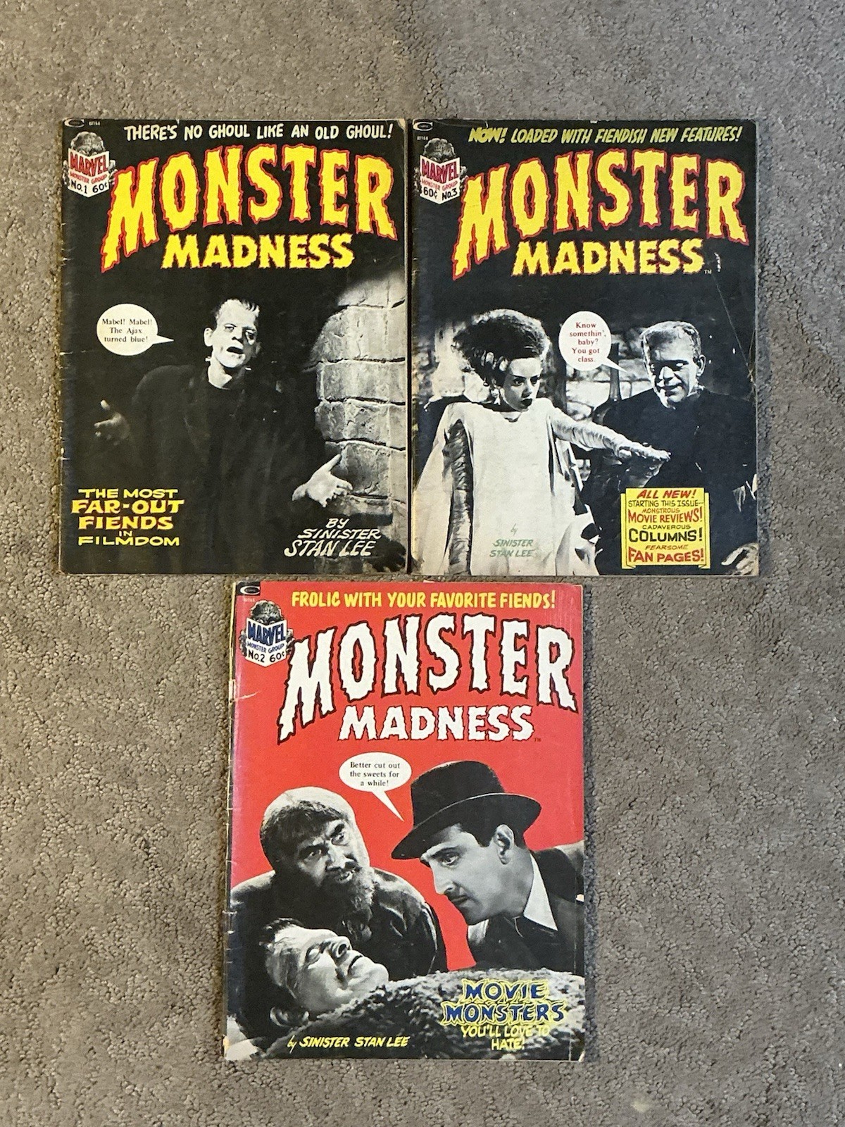 Marvel Monster Madness Magazine (1972 & 73) Full Set 3 Issues Curtis Stan Lee
