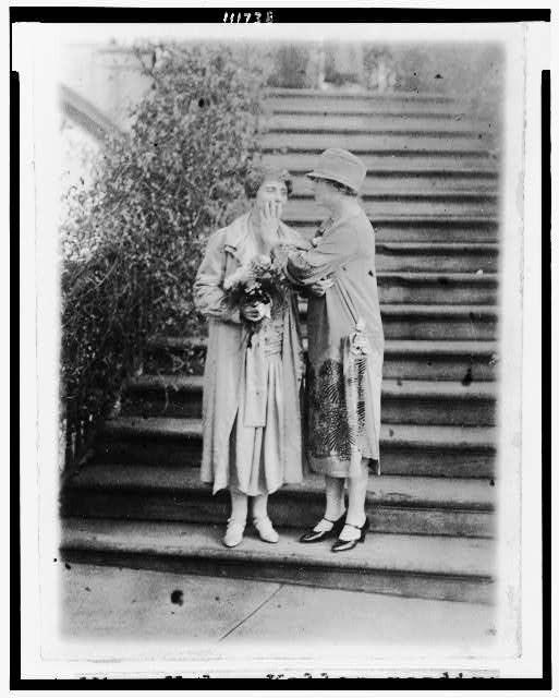 Helen Keller reading Mrs. Coolidge's lips,hand,Grace Goodhue Coolidge,1926