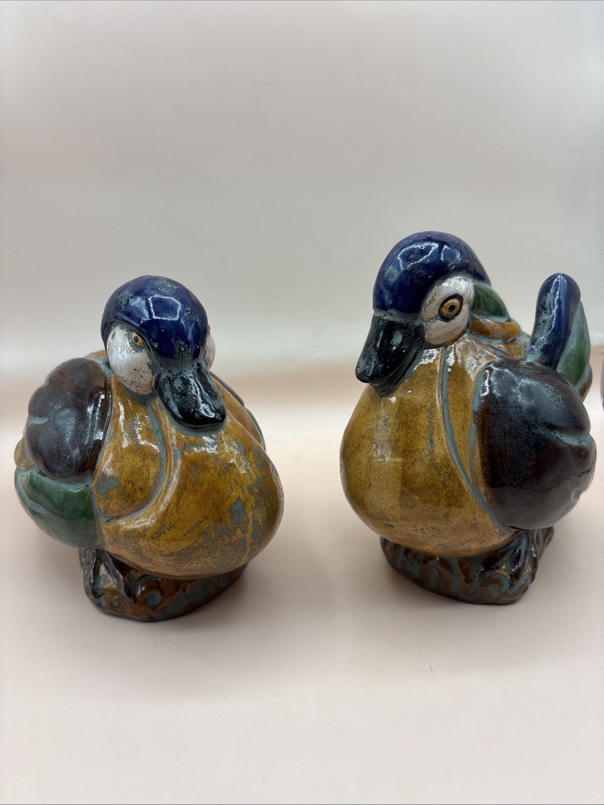 Rare Vintage Antique Ceramic Artisan Mandarin Colorful Duck Handpainted EUC
