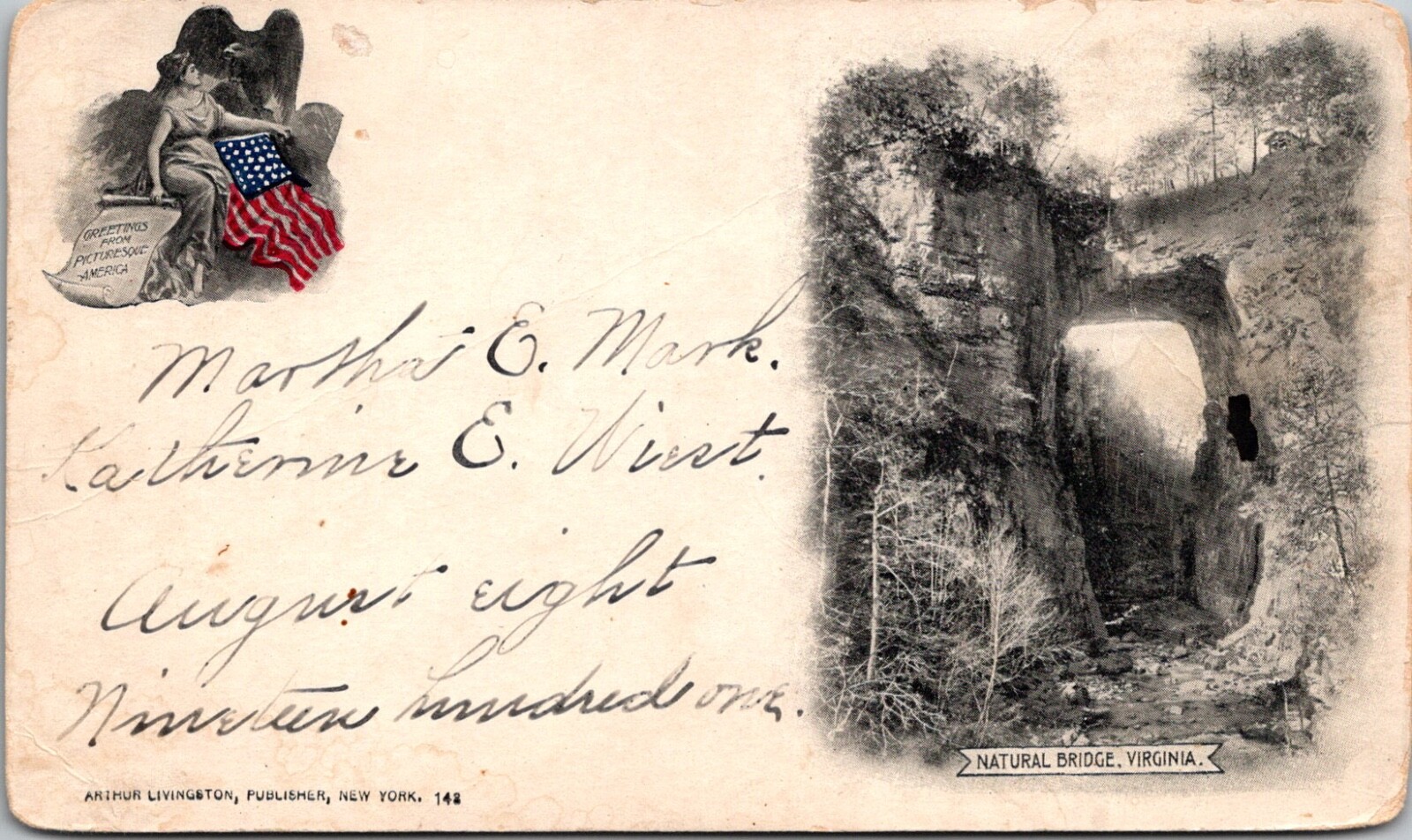Private Mailing Card Natural Bridge Va. Vintage Postcard c1901