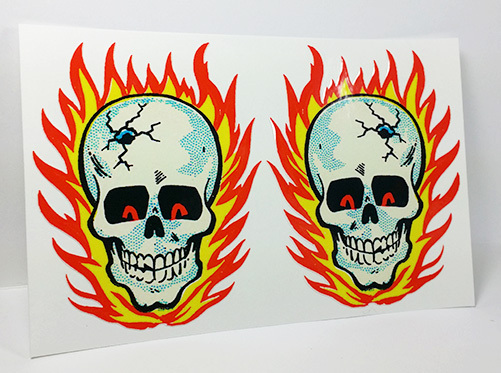 Pair of HOT HEAD Flaming Skull Vintage Style DECAL, Sticker, rat rod, racing Pair of HOT HEAD Flaming Skull Vintage Style DECAL, Sticker, rat rod, racing