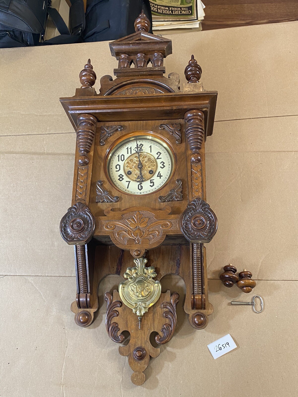 rare Gustav Becker German Wall Clock Antique Vintage Working Germany 26S19