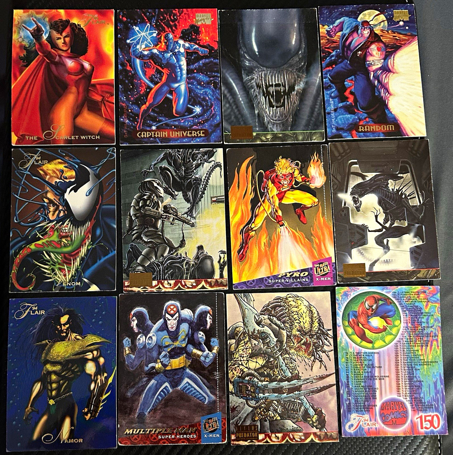 Marvel Fleer 1994-95 Fleer Flair/Ultra 12-Card Lot X-Men Spider-Man Aliens
