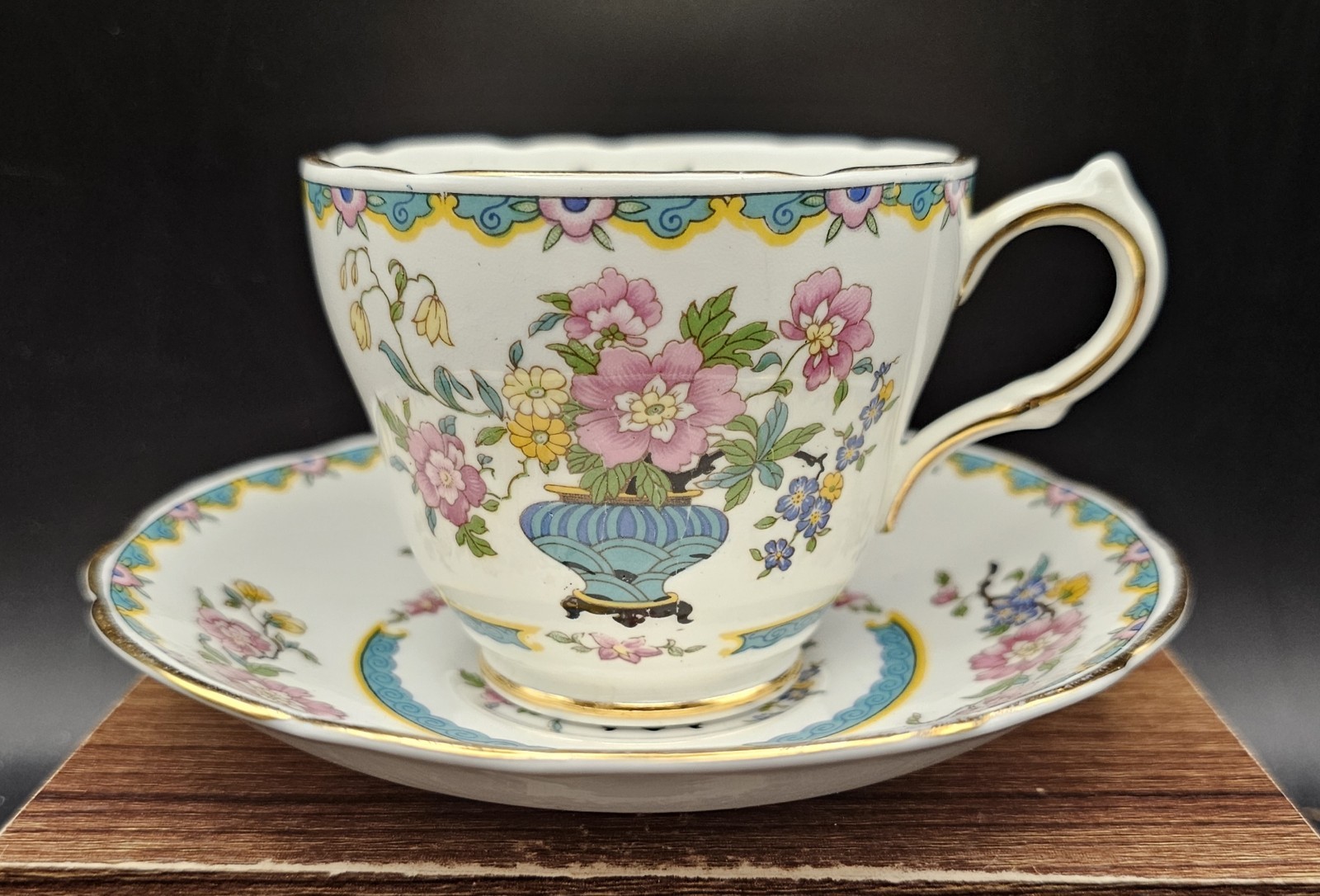 Beautiful Grosvenor China Hand Painted Porcelain Coffee Cup and Saucer