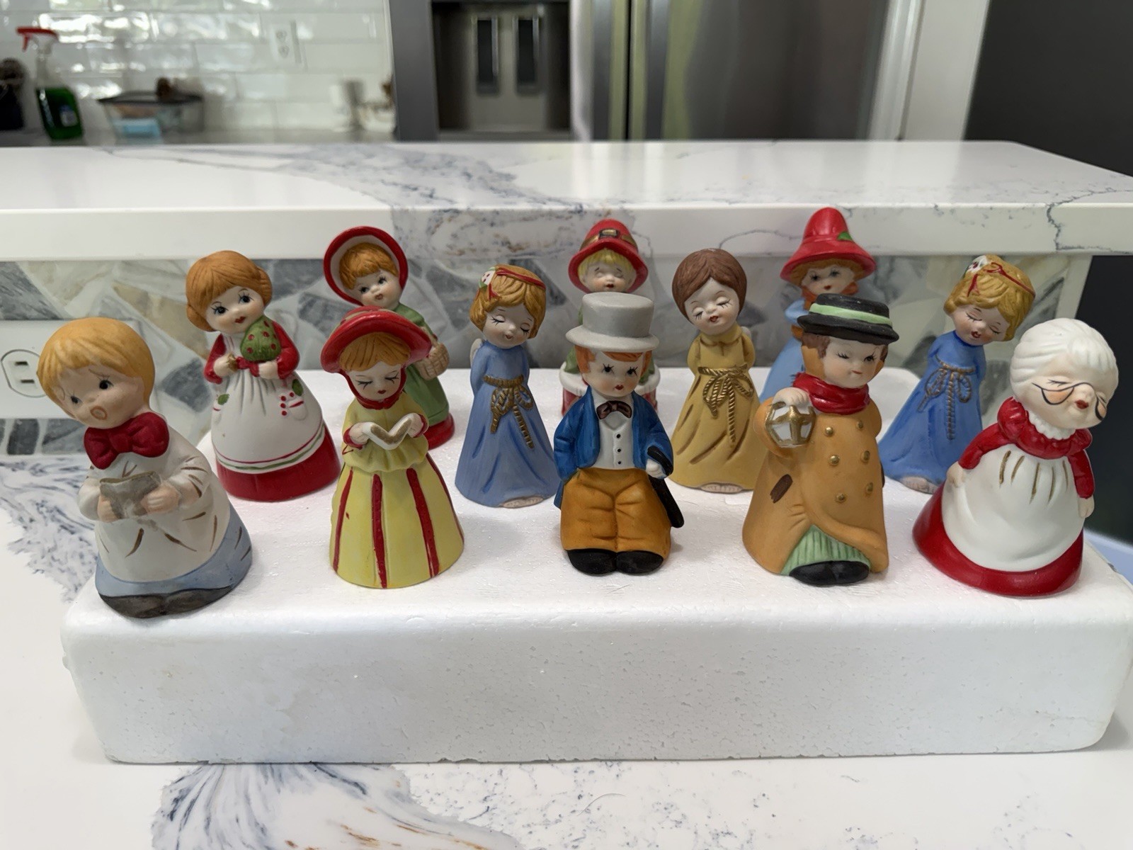 Vintage 1978 Jasco Merri Bells Fine Bisque Porcelain Figurines Lot Of 12  Box