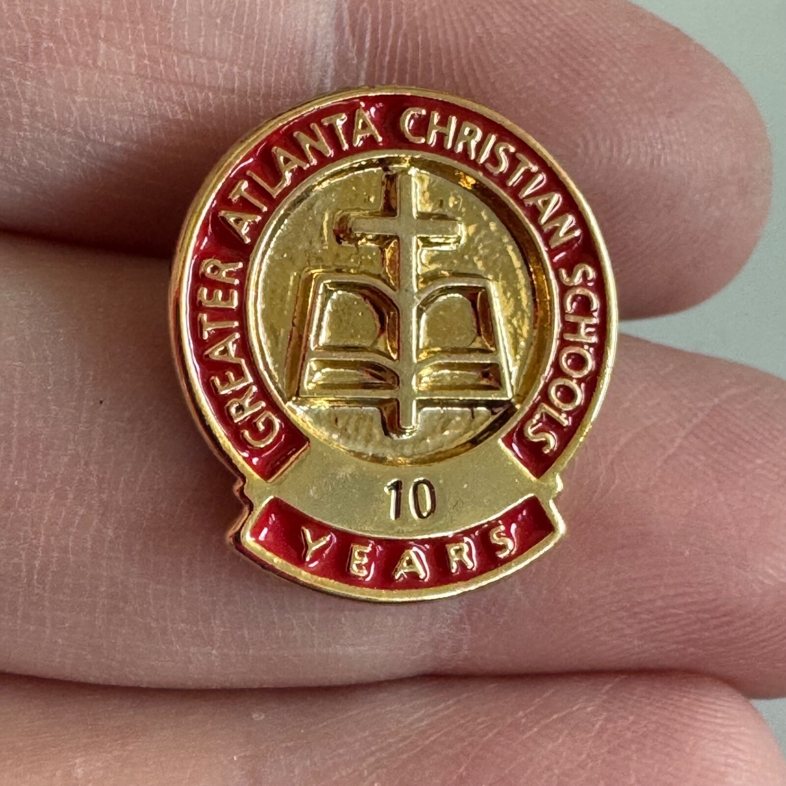 Vintage Greater Atlanta Christian Schools 10 Years Employee Service Lapel Pin Vintage Greater Atlanta Christian Schools 10 Years Employee Service Lapel Pin