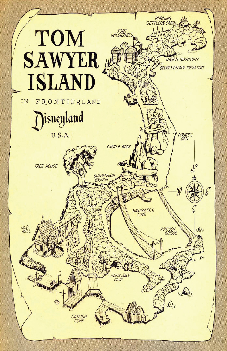 Tom Sawyer Island Frontierland Disneyland Park Map Castle Rock Injun Joe Poster