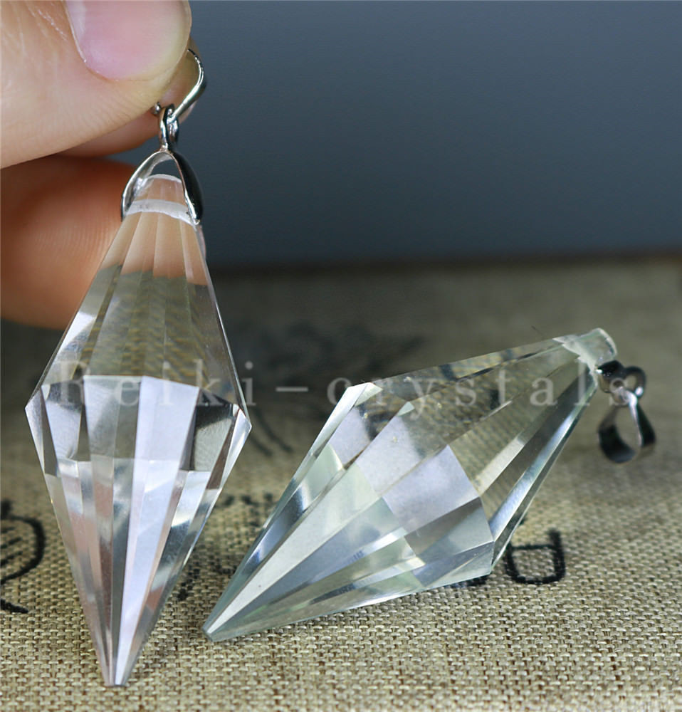 50pcs 12 sided VOGEL Style Natural Clear Quartz Crystal DT Wand POINT Pendants
