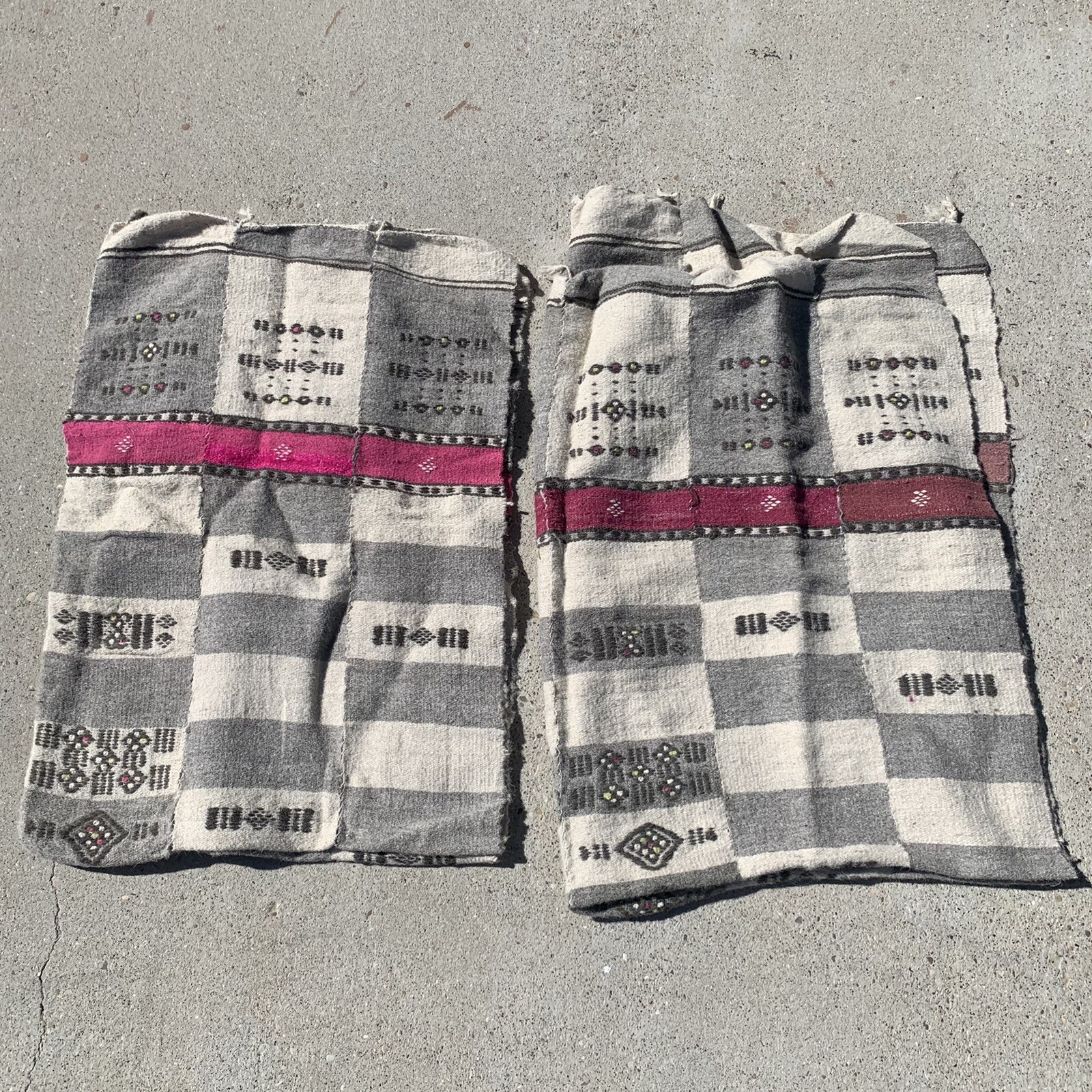 Vintage African Fulani Tribe Khasa Coarse Sheep Wool Blanket Set of 2