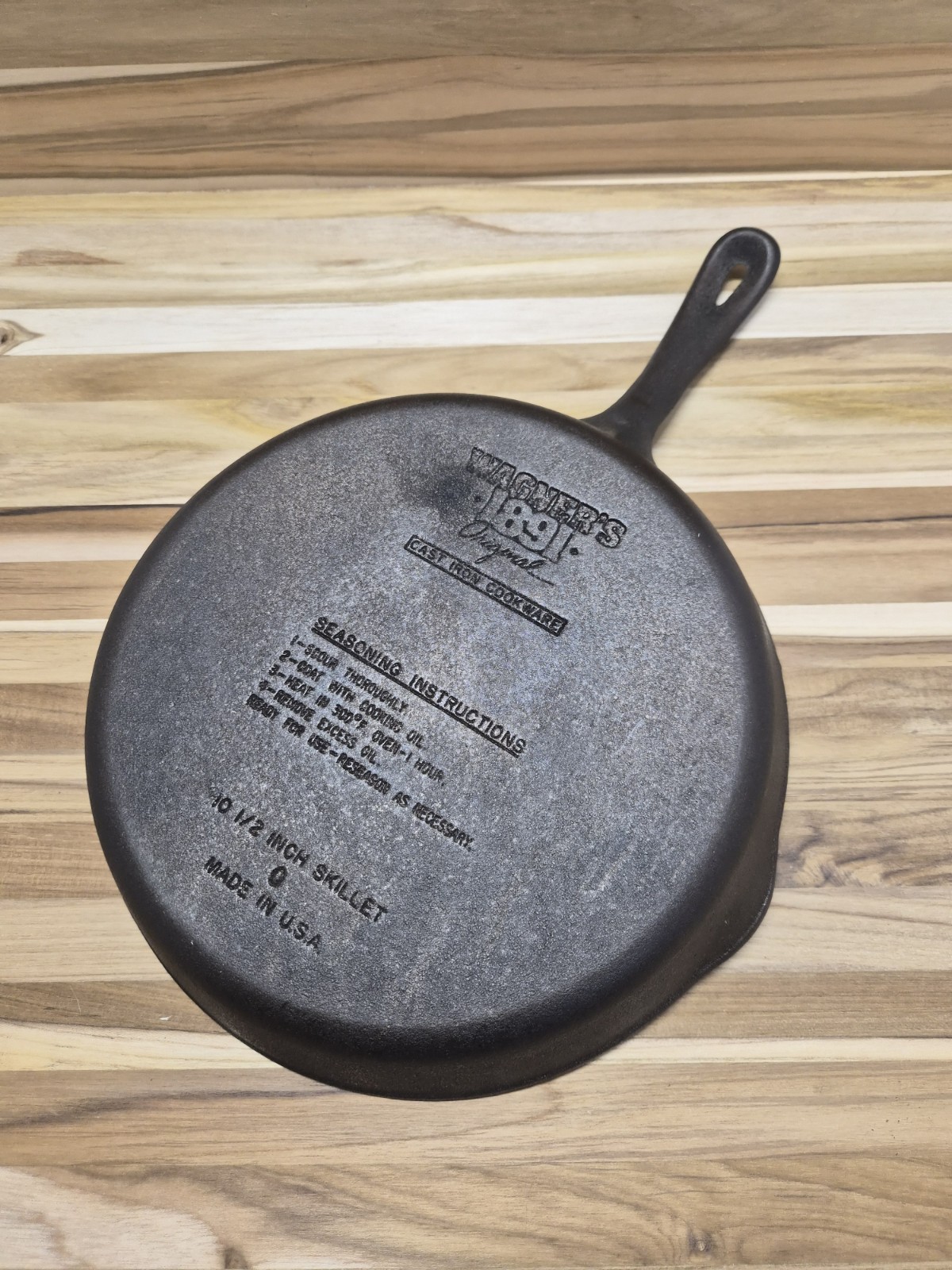 Vtg Wagner 1891 Original Cast Iron No. 8 Skillet Made in USA sits Flat Restored