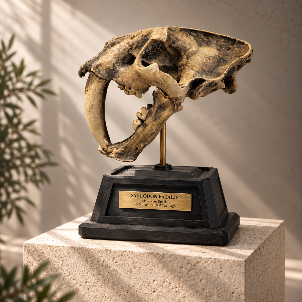 Saber tooth Smilodon, Fossil, Skull, Saber tooth Lion, Skull, Fossil.